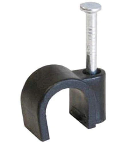 RosenetSys 8mm Black Round Cable Clips - Outdoor Use - 100 PACK