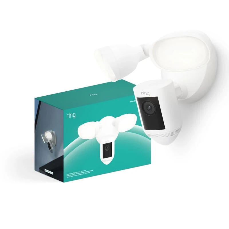 Ring Floodlight Cam Wired Pro | Outdoor Security Camera 2K Video with Ring Vision, 3D Motion Detection, Bird's Eye View, Siren, alternative to CCTV system | 30-day free trial of Ring Subscription