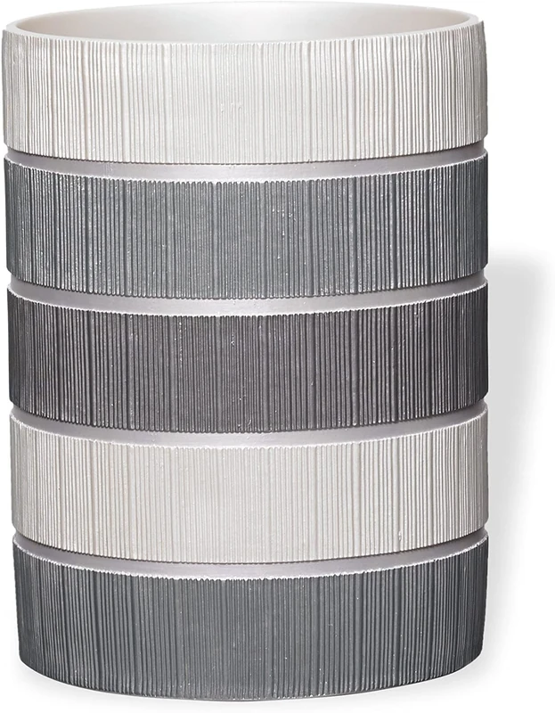 Zahari Home Decorative Trash Can for Bathroom, Office & Bedroom - 2.1 Gallons Stylish & Small Trash Can for Dorms, Desktop & Restroom - Chic Waste Basket for Compact Spaces, Modern Line, Grey