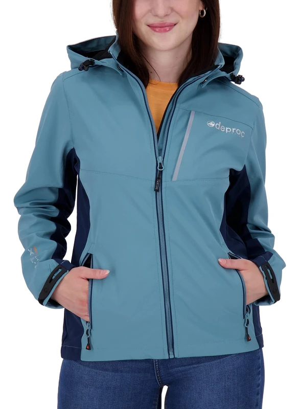 Deproc Active Women's Nunavut Softshell Removable Hood Transition Jacket Windbreaker, Smoke, 40