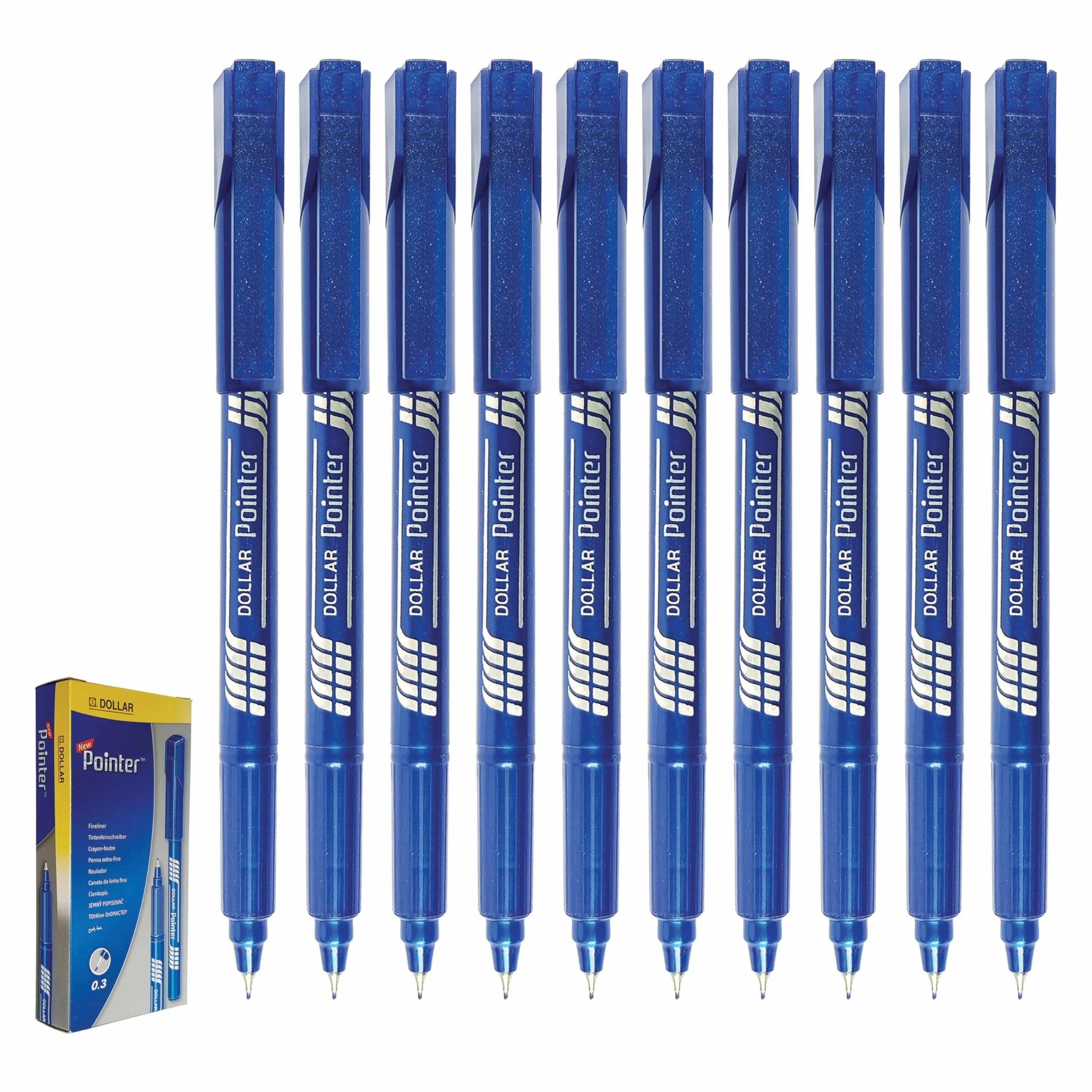FT03MM Fineliner Pens, BLUE, Pack of 10, Ultra Fine Felt Tip Fineliners, 0.3mm Tips, Artist Fineliners for Draw Sketch Write and Taking Notes, iZOFAX Black Ball Pen