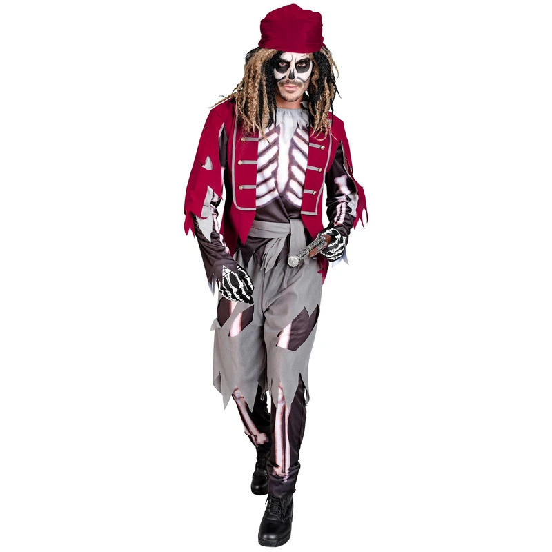 W WIDMANN MILANO Party Fashion - Men's Pirate Skeleton Costume, Ghost, Corsair, Buccaneer, Zombie, Halloween, Carnival, Theme Parties