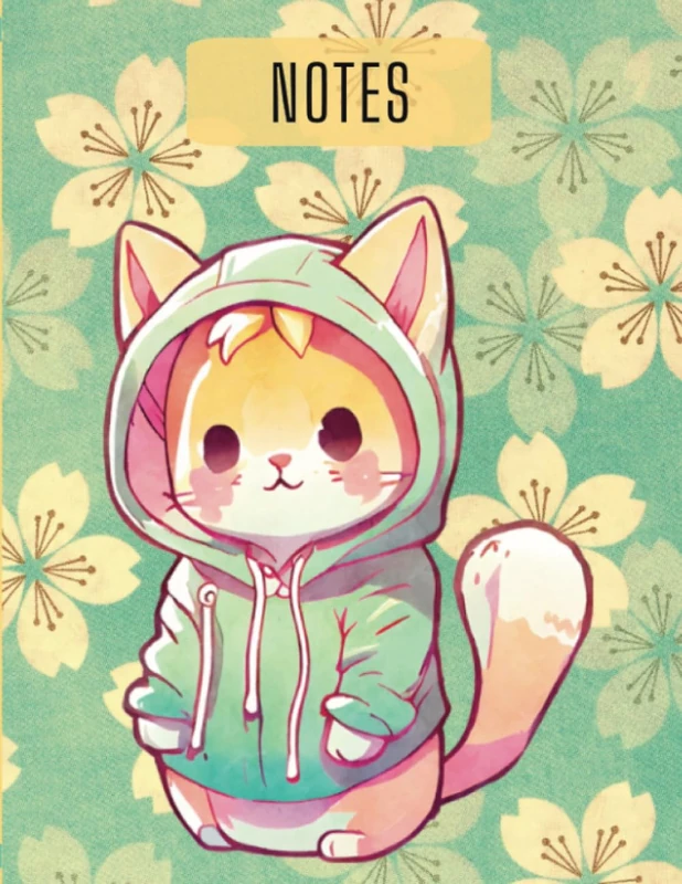 Kawaii Cat Notebook 8.5" x 11": College ruled, cute, great for school, lined, composition friendly, great gift.