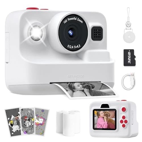 Manttely kids camera for girls boys,Christmas Birthday Gifts for Girls Boys Age 3-12, HD Digital Video Cameras for Toddler, Portable Toy for 3 4 5 6 7 8 9 10 Year Old Girl with 32GB SD Card White