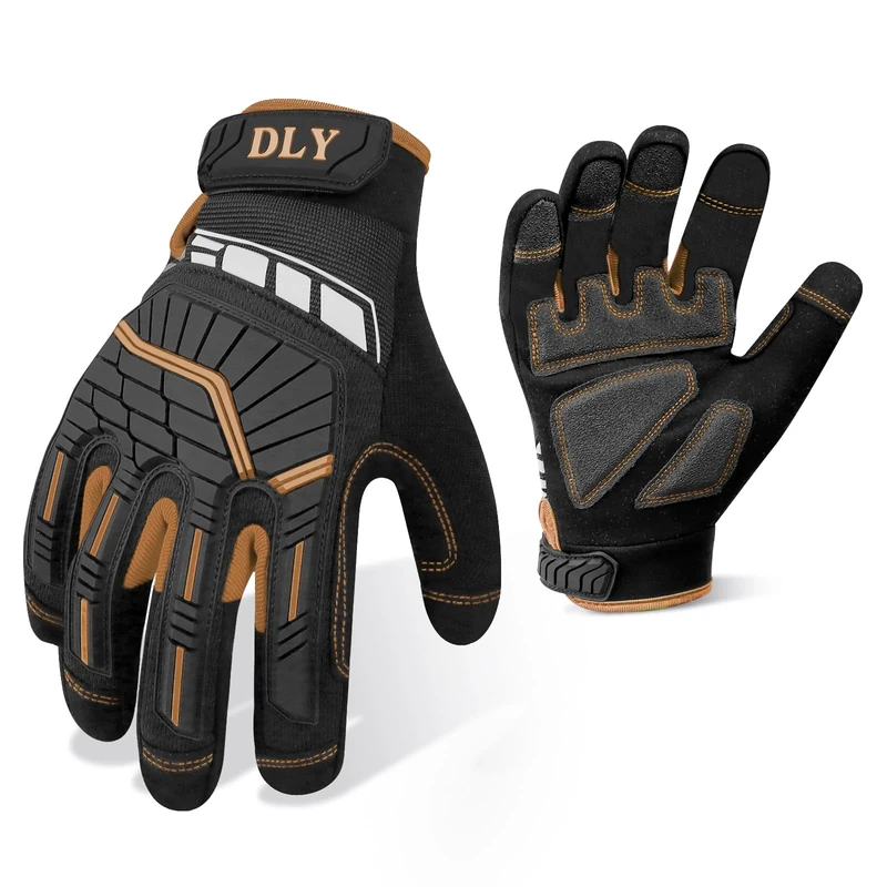 DLY Anti Vibration Gloves, Heavy Duty Work Gloves Men, Mechanics Gloves, Impact Protection Safety Work Gloves