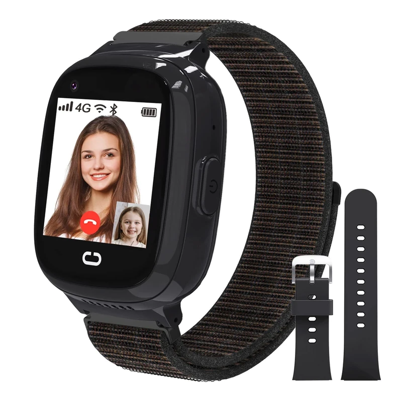 PTHTECHUS 4G Smart Watch for Kids with SIM Card, Kids Phone Smartwatch GPS Tracker, Call, Voice & Video Chat, Alarm, Camera, SOS, Touch Screen WiFi Music Wrist Watch for 4-12 Boys Girls