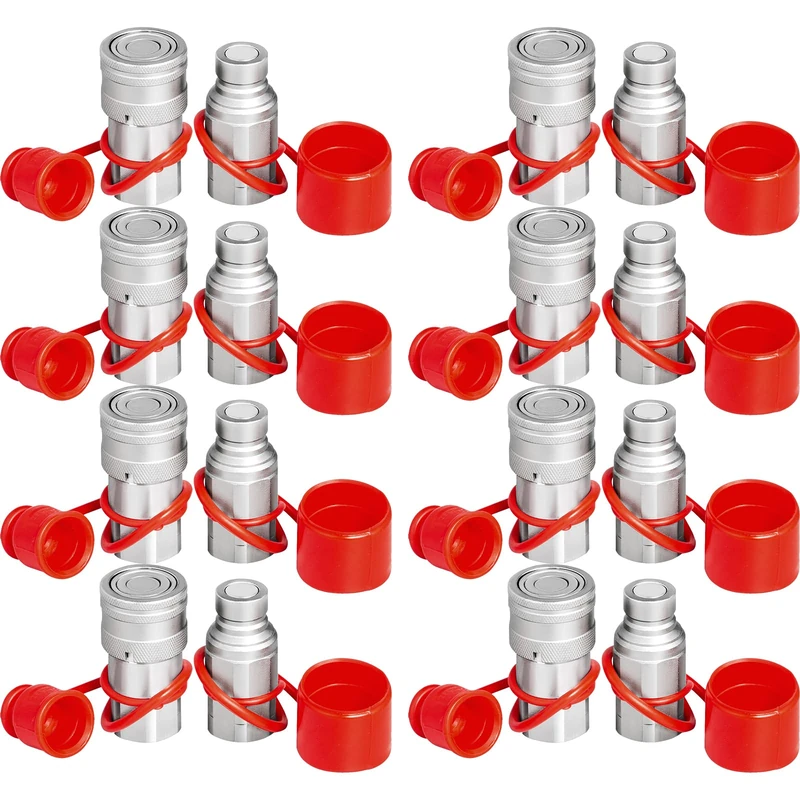 VEVOR Skid Steer Hydraulic Quick Connect 1/2" Body Hydraulic Coupler 1/2" NPT Hydraulic Coupling Quick Connect 8 Pairs Hydraulic Quick Coupler 27.6 MPa (ISO 16028) (8 Pairs)