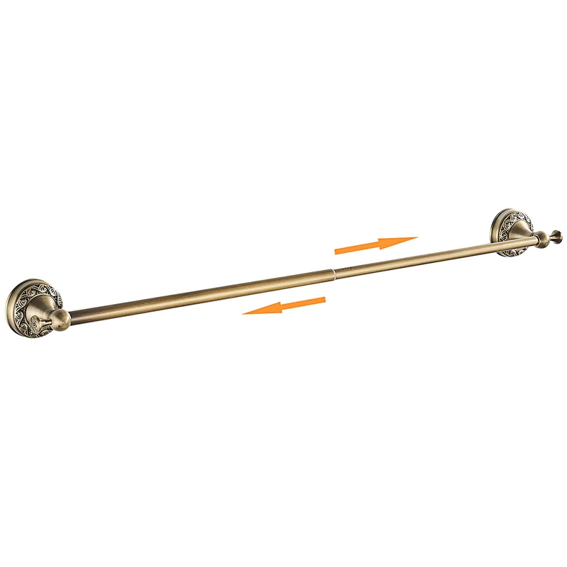 Antique Bronze Brass Towel Bar,Adjustable 15.5 to 27.5 Inch Bath Towel Bar Rack for Bathroom Towel Holder, Wall Mounted Bathroom Hardware Accessories,Pattern Carving Design