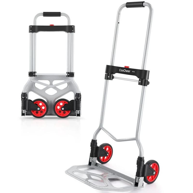 Sack Truck, Aluminium Transport Trolley, Foldable, Maximum Load 120 kg, 2 Wheels, with Telescopic Aluminium Handle for Industry and Household