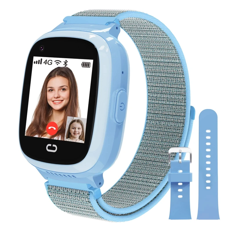 4G Smart Watch for Kids with SIM Card, Kids Phone Smartwatch GPS Tracker, Call, Voice & Video Chat, Alarm, Camera, SOS, Touch Screen WiFi Music Wrist Watch for 4-12 Boys Girls