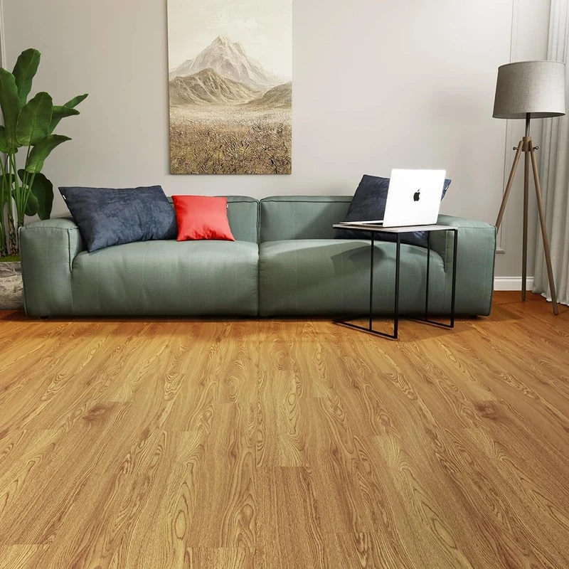 FLOREXP Vinyl Flooring - Lino Flooring,Peel & Stick Floor Tiles Self Adhesive Floor Tiles,2mm 36pcs Waterproof,for Kitchen Living Room Floor Plank(5.02m²,Saddle Oak)