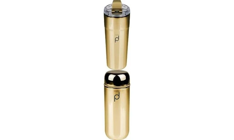 DrinkPod Stainless Steel Reusable Coffee Tumbler, 500ml, Metallic Gold Flask, Stainless Steel, Gold, 200ml