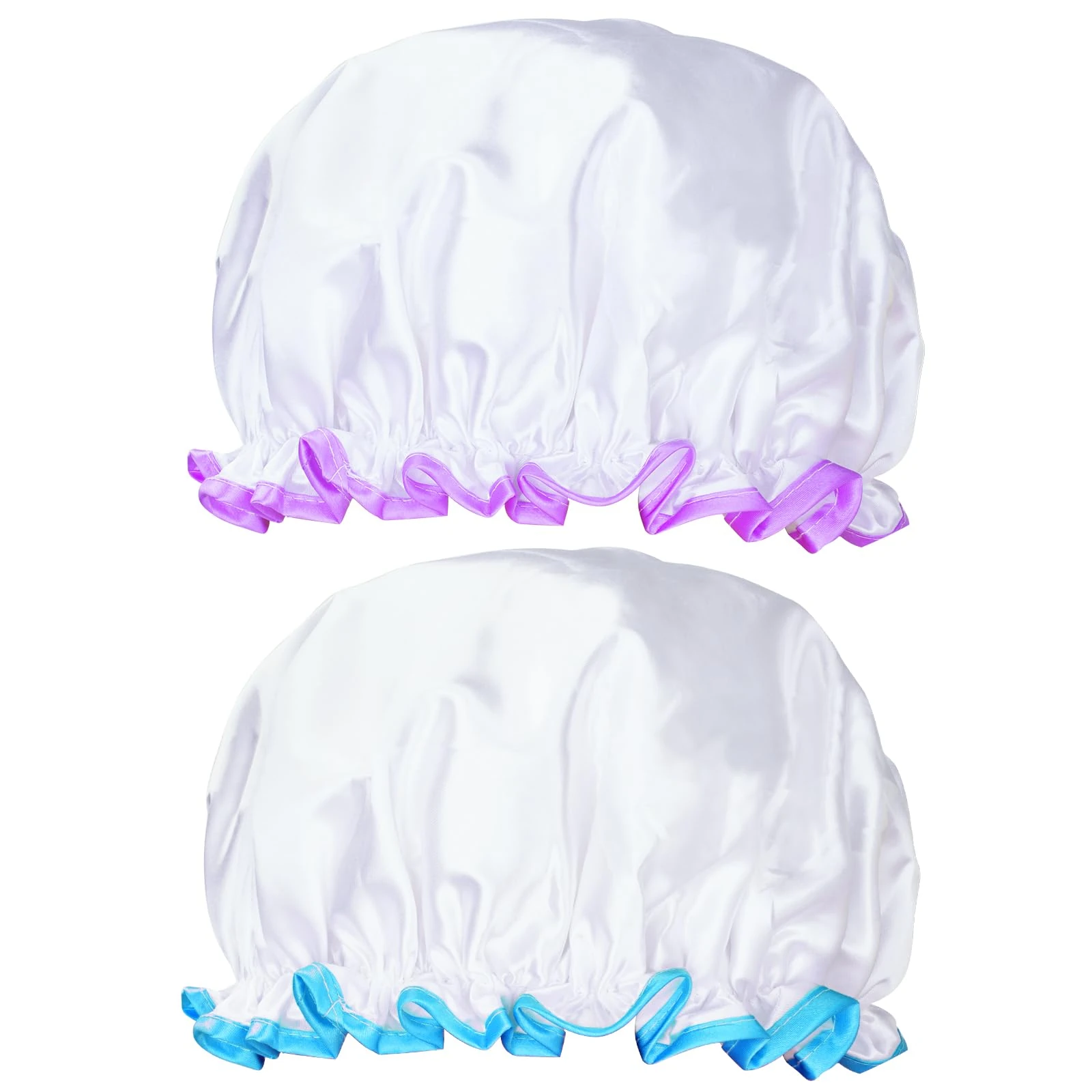 G2PLUS 2PCS Large Shower Cap for Long Hair, 32CM Clear Hair Caps for Girls and Women, Reusable Elastic Bath Caps for Girls Spa Home Use