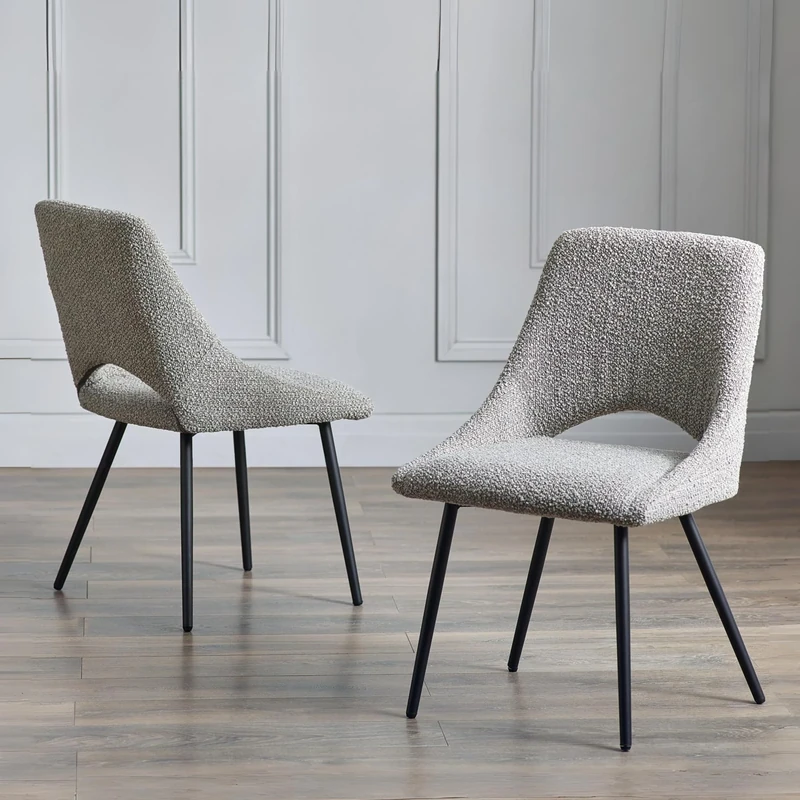 Julian Bowen Set of 2 Iris Boucle Dining Chairs-Grey, 84 x 61 x 52