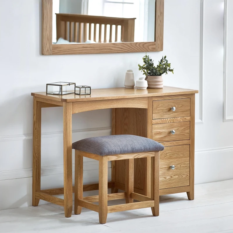 Julian Bowen Mallory Single Pedestal Dressing Table + Stool Set