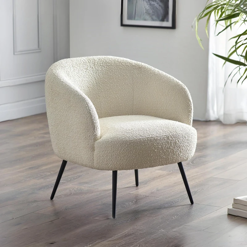Julian Bowen Gigi Boucle Accent Chair-Ivory, 76.5 x 72 x 74