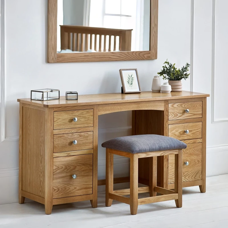 Julian Bowen Mallory Twin Pedestal Dressing Table + Stool Set