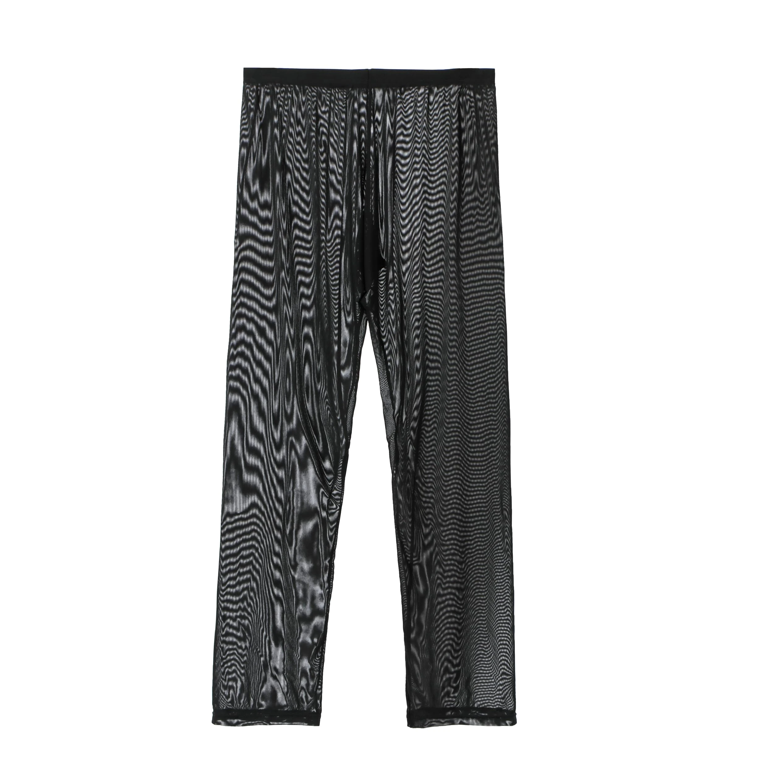 Drelaar Men's Sexy Semi See-Through Lounge Pants Gauze Ankle Length Pajama Pants Large Black