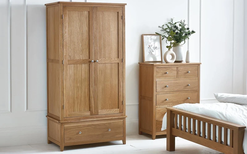 Julian Bowen Mallory Combination Wardrobe, Oak, 190 x 97 x 55