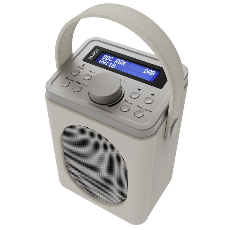 Portable DAB+ Radio with Bluetooth | 15 Hour Battery Playback and Mains Powered | Dual Alarm & Snooze Function | 20+ Presets, LED Display, FM, Headphone Jack | MAJORITY Little Shelford (Cream + Grey) - Image 1