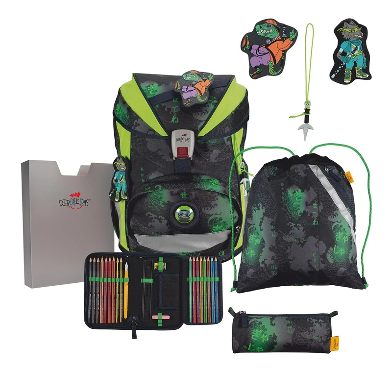 DerDieDas Der das ErgoFlex Superlight Funny Fighter Set 5-Piece Approx. 22 L Volume Approx. 650 g Weight, Green, ErgoFlex Superlight Set