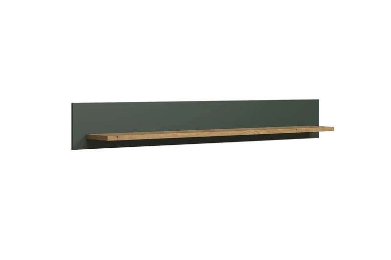 trendteam smart living - Stanton 220948104 Wall Shelf/Book Rail - Assembled Dimensions (W x H x D) 156 x 22 x 22 cm - Fir Green with Evoke Oak