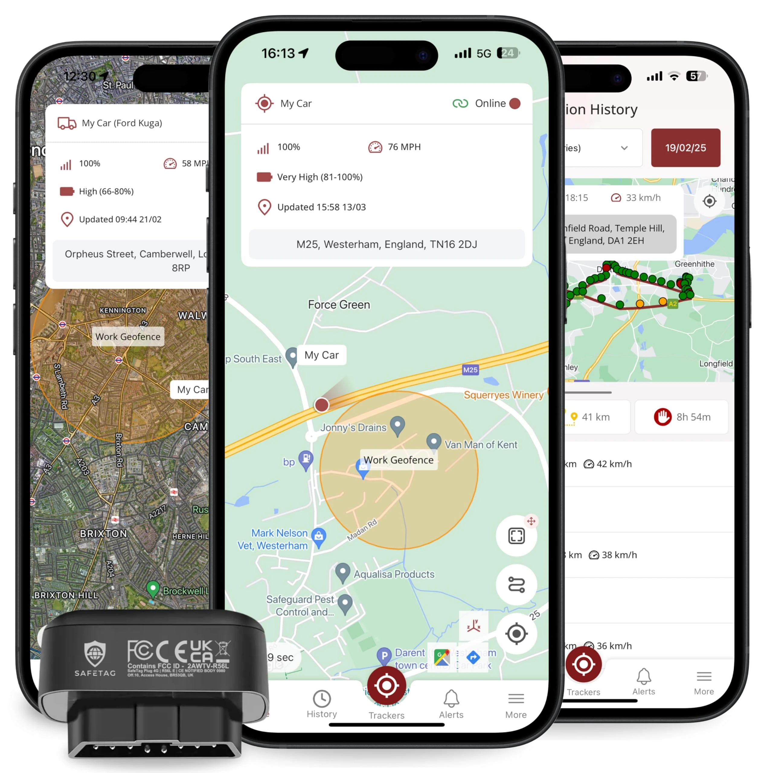 SafeTag Plug 4G - Self-Install GPS Tracker for Car, Van, Motorbike, Universal OBD 2 Port, 34-205 Countries, Real Time Tracking and Alerts, 4G LTE, 7 Day Free Trial - Sim Included, 12 Month Warranty
