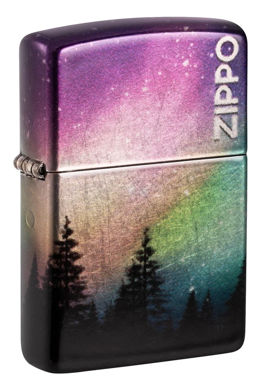 Zippo Windproof Lighter, Colourful Sky Design – 540° Tumbled Chrome – Refillable, Reusable, Windproof Design – Comes in Gift Box – Made in USA