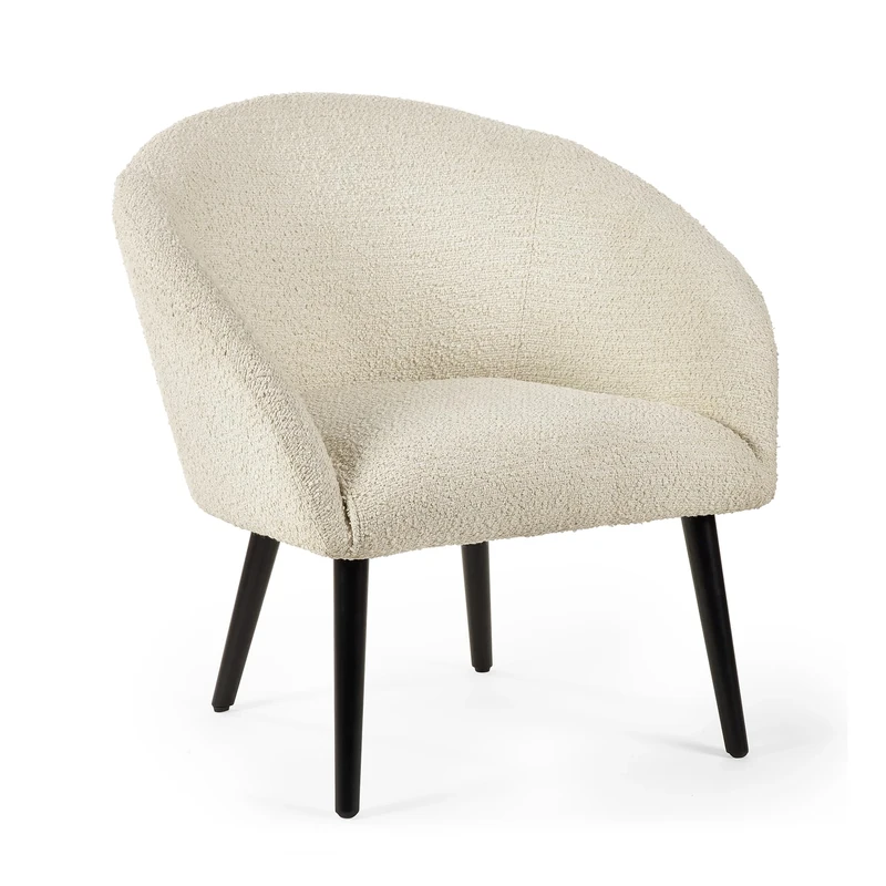 Julian Bowen Amari Boucle Accent Chair-Ivory, 76.5 x 71 x 78
