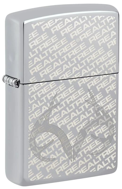 Zippo Windproof Lighter, RealTree Design – High Polished Chrome, Laser Engraved/Auto Engraved – Refillable, Reusable, Windproof Design – Comes in Gift Box – Made in USA