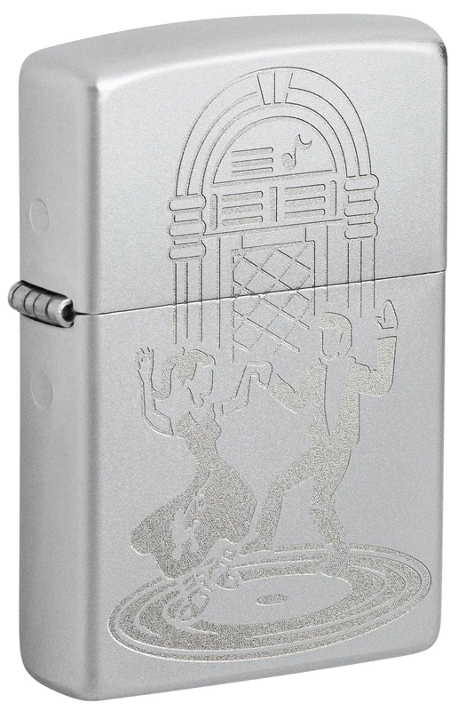 Zippo Windproof Lighter, Vintage Dance Design – Satin Chrome, Lustre Finish – Refillable, Reusable, Windproof Design – Comes in Gift Box – Made in USA