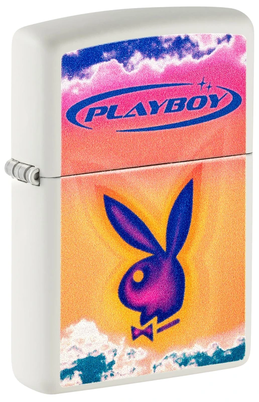 Zippo Windproof Lighter, Playboy Design – Matt White, Colour Image – Refillable, Reusable, Windproof Design – Comes in Gift Box – Made in USA