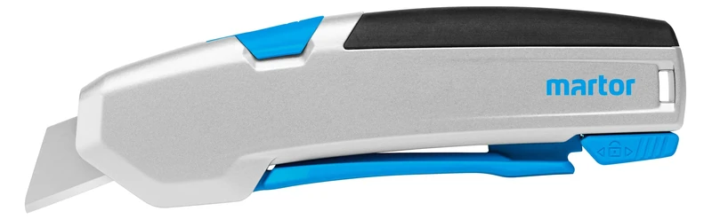MARTOR Safety Knife with Blade retraction and Stainless Steel Blade, SECUPRO 625, Professional Cutters, Aluminum, Right & Left Hander