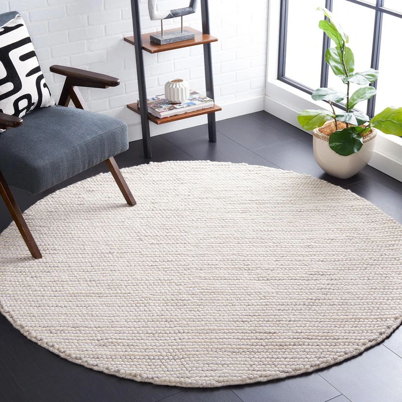 Safavieh Natural Fiber Rug for Living Room, Dining Room, Bedroom - Natural Fiber Collection, Short Pile, in Ivory, 120 x 120 cm