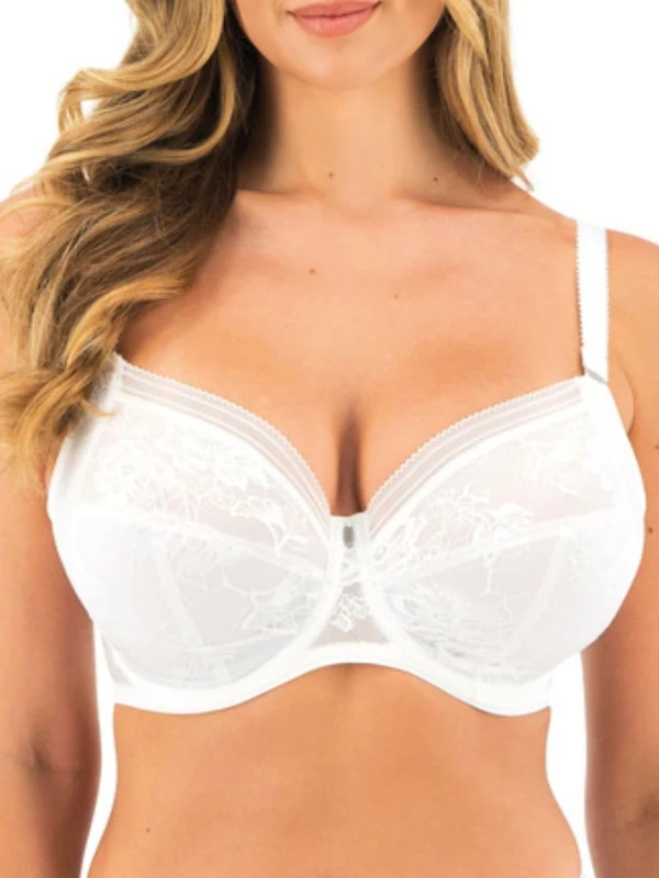 Fantasie Women's Fusion Lace Underwire Full Cup Side Support Bra, White, 34DD