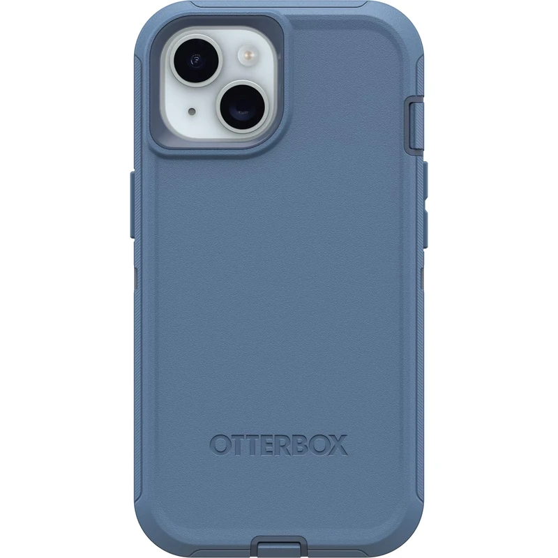 OtterBox iPhone 15, iPhone 14, and iPhone 13 Defender Series Case - BABY BLUE JEANS (Blue), Screenless, Rugged & Durable, with Port Protection, Includes Holster Clip Kickstand