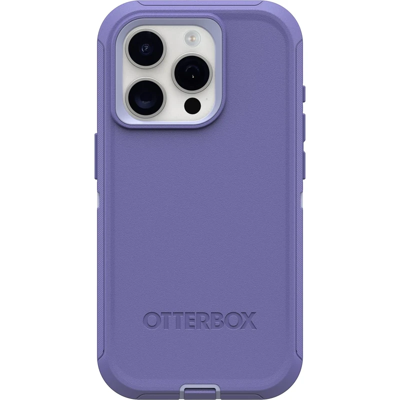 OtterBox iPhone 15 Pro (Only) Defender Series Case - MOUNTAIN MAJESTY (Purple), screenless, rugged & durable, with port protection, includes holster clip kickstand