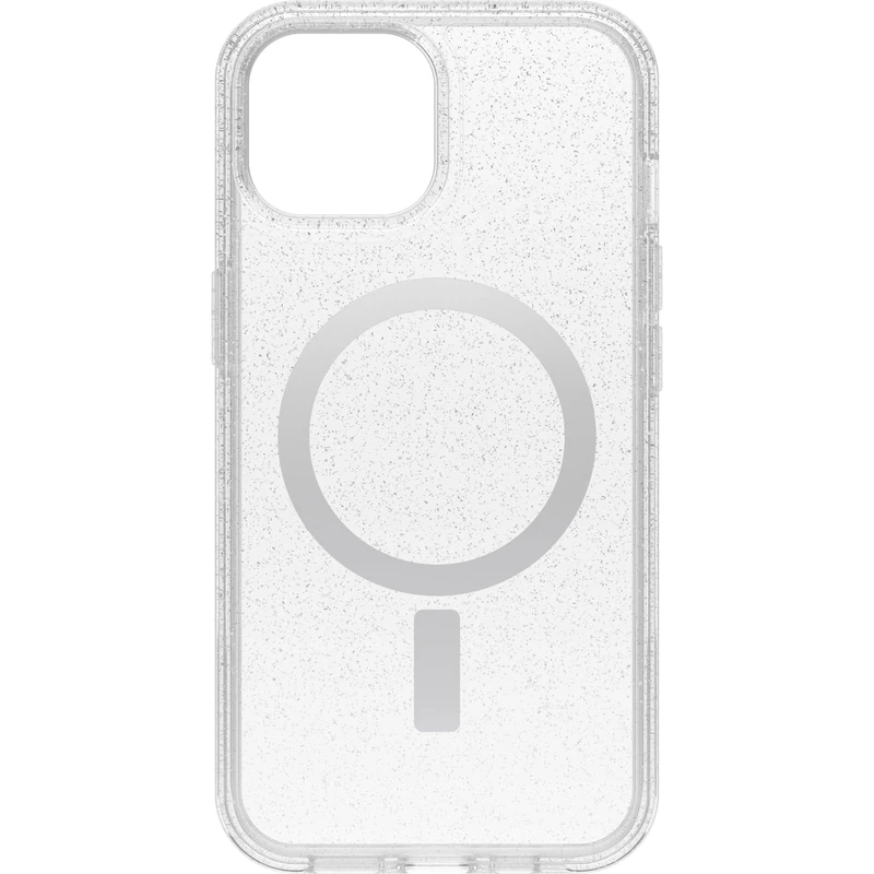 OtterBox iPhone 15, iPhone 14, and iPhone 13 Symmetry Series Clear Case - STARDUST (Clear/Silver), snaps to MagSafe, ultra-sleek, raised edges protect camera & screen