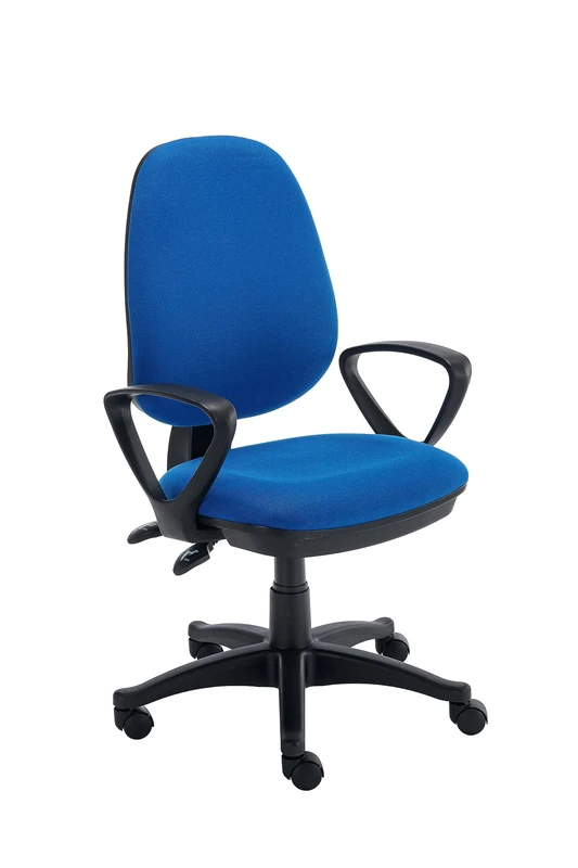 Office Hippo Desk Chair With Fixed Arms, Adjustable Curved Back, Executive Swivel, Desk Chair, Suitable For Home Office, Royal Blue, 64 x 64 x 93 to 109 cm