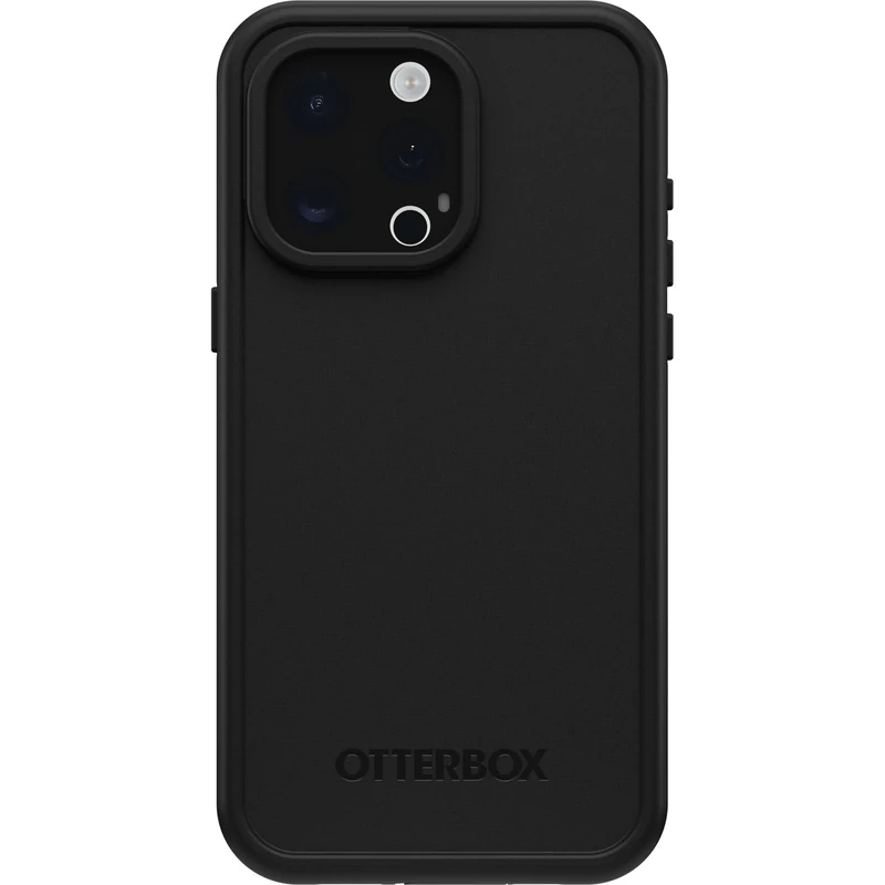 OtterBox iPhone 15 Pro MAX (Only) FRĒ Series Waterproof Case with MagSafe (Designed by LifeProof) - BLACK, waterproof, 60% recycled plastic, sleek and stylish