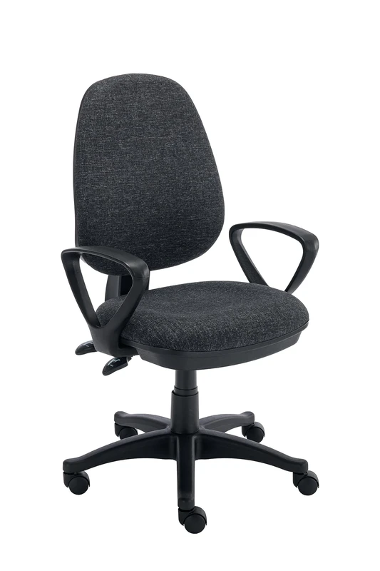 Office Hippo Desk Chair With Fixed Arms, With Adjustable Curved Back, Executive Swivel, Desk Chair, Suitable For Home Office, Charcoal, 64 x 64 x 93 To 109 cm