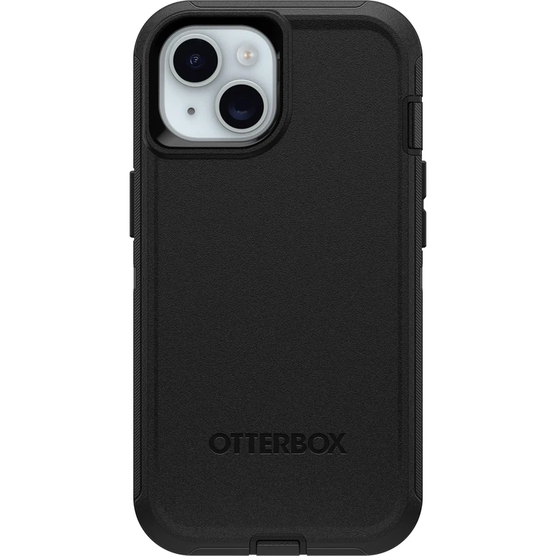 OtterBox iPhone 15/14/13 Defender Series Case - Black, Rugged & Durable, Wireless Charging Compatible, Kickstand