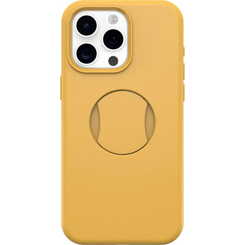 OtterBox iPhone 15 Pro MAX (Only) OtterGrip Symmetry Series Case - ASPEN GLEAM (Orange), built-in grip, sleek case, snaps to MagSafe, raised edges protect camera & screen