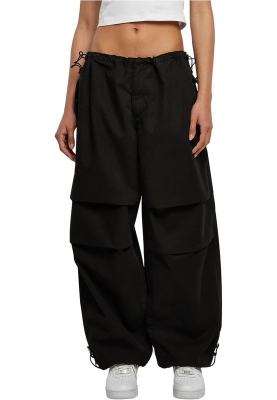 Urban Classics Women's Ladies Cotton Parachute Pants Pants, Black,