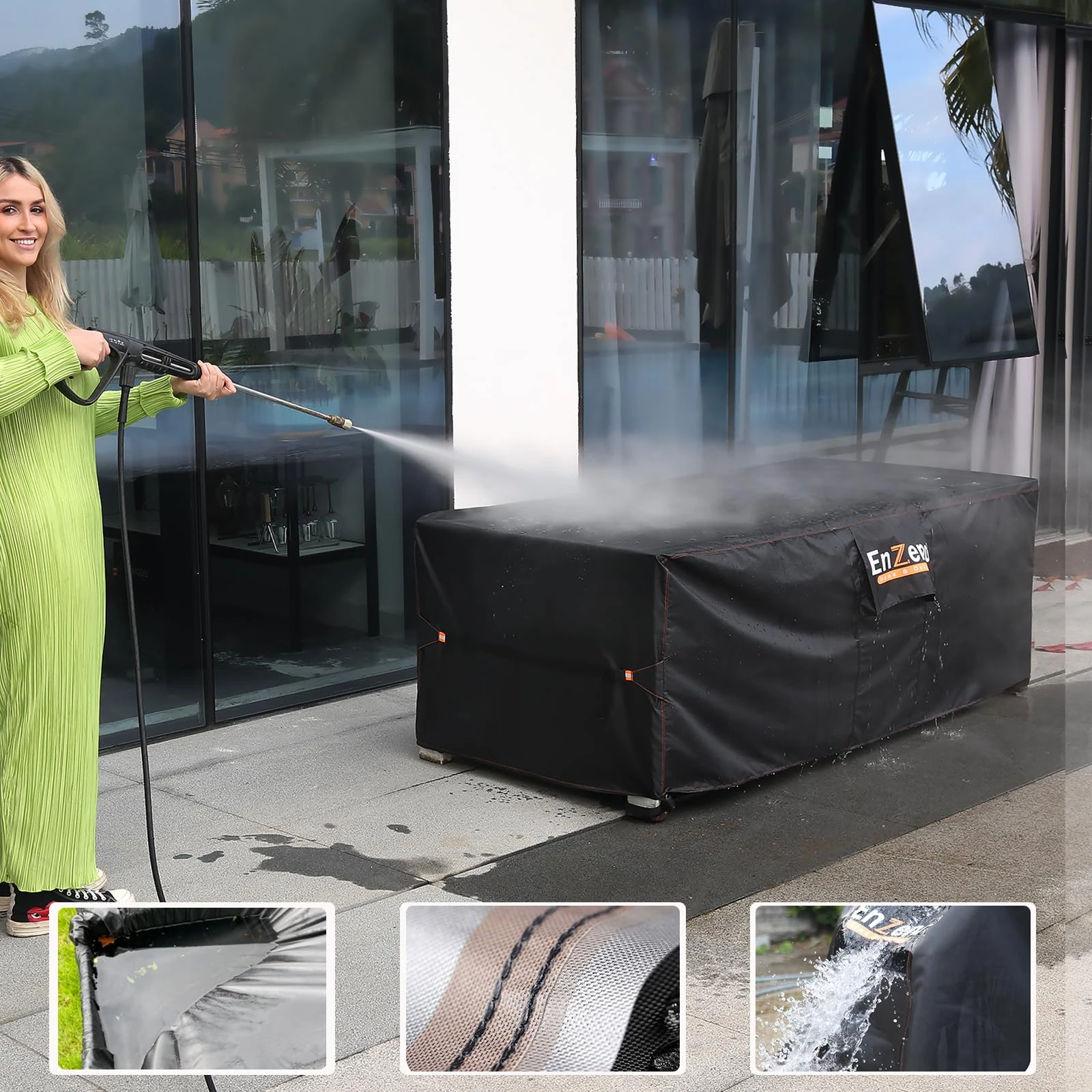 Garden Table Cover Waterproof with Air Vent,150X90 cm Outdoor Furniture Covers for Rectangle/Rectangular Table and Chair Set，420D Heavy Duty Oxford Fabric Outdoor Patio Table Cover Windproof，Anti-UV