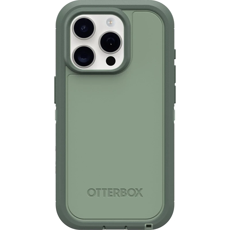 OtterBox iPhone 15 Pro (Only) Defender Series XT Case - EMERALD ISLE (Green), screenless, rugged, snaps to MagSafe, lanyard attachment