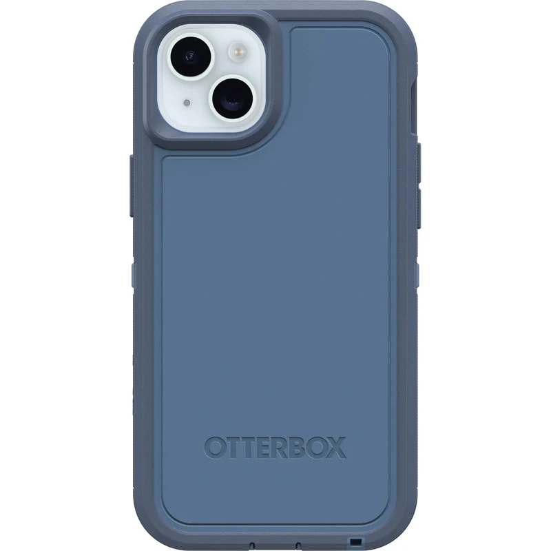OtterBox iPhone 15 Plus and iPhone 14 Plus Defender Series XT Case - BABY BLUE JEANS (Blue), screenless, rugged, snaps to MagSafe, lanyard attachment