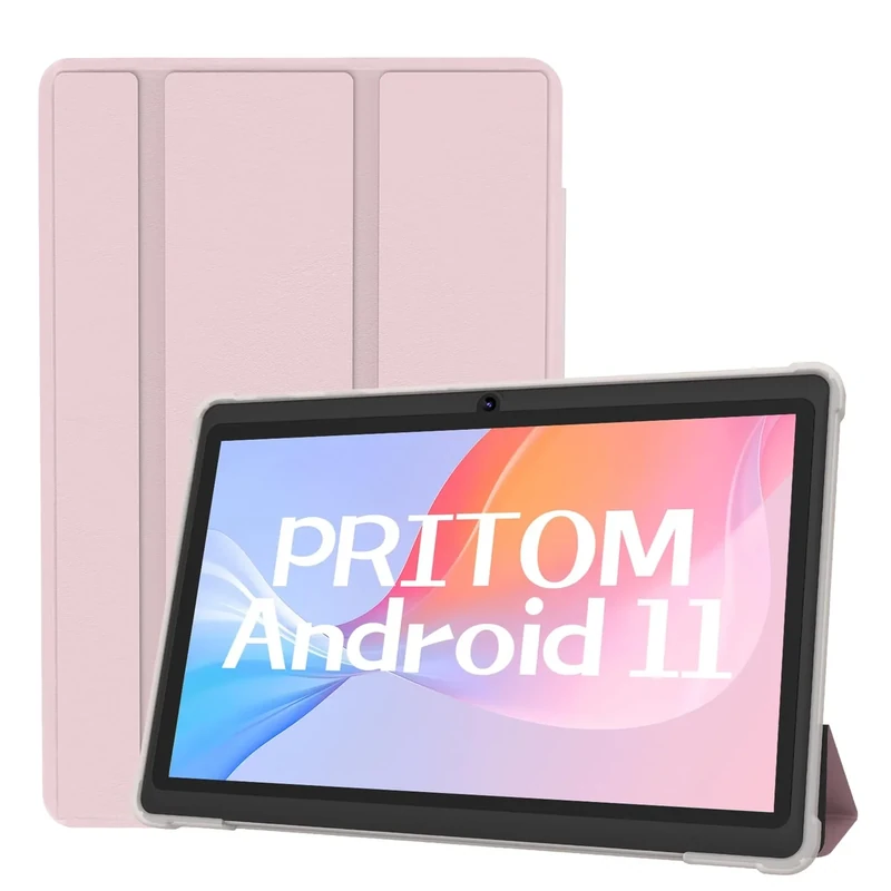 PRITOM 7 inch Tablets Android 13, 4GB(2+2 Expand), 32 GB, (Expandable 128GB) Tablet PC with Quad Core Processor, 3500 Mah, HD IPS Display, Dual Camera, WiFi, Bluetooth, Tablet with Pink Case