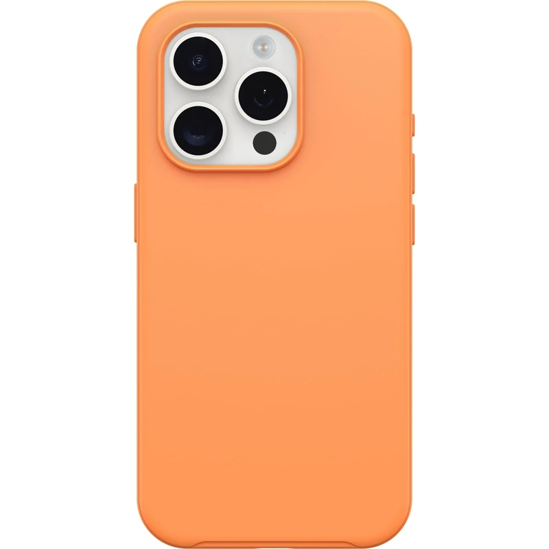 OtterBox iPhone 15 Pro (Only) Symmetry Series Case - SUNSTONE (Orange), snaps to MagSafe, ultra-sleek, raised edges protect camera & screen