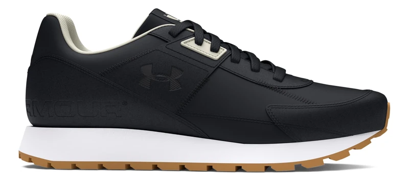 Under Armour Women's Essential Runner, Lightweight and Breathable Running Trainers with Suede Overlays, Women's Trainers with Rubber Outsole for Traction,Black / White Quartz / Black,6.5